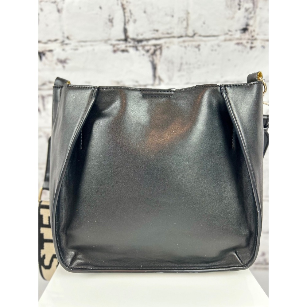 Stella McCartney Black Shoulder Bag Logo Perforated Strap Gold Hardware - Picture 9 of 14